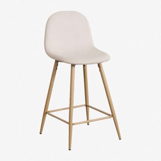 Sklum Sklum - Pack De 2 Taburetes Altos En Pana Glamm Beige Lino Madera Natural