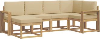 vidaXL Conjunto De Sof&aacute;s De Exterior 6 Uds. Y Beige Poli&eacute;ster Vidaxl