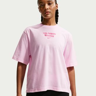 Nike Womens Wrestling Boxy T-Shirt in Pink | APS520NAWR-PNF