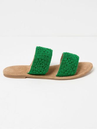 Fat Face FatFace Penelope Green Crochet Sliders