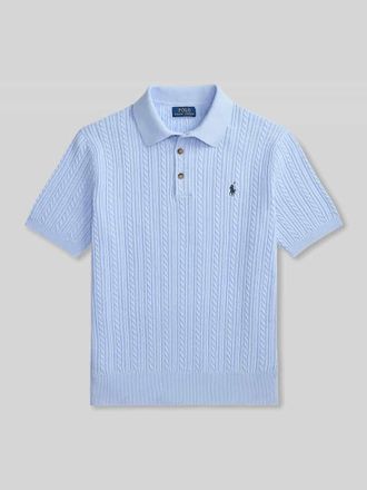 Polo Ralph Lauren Slim Fit Poloshirt aus Baumwoll-Strick in Hellblau, Gr&ouml;&szlig;e XXL