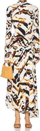 A.L.C. Lia Jersey Printed Maxi Dress In Black/camel