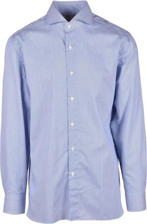 LUIGI BORRELLI NAPOLI Cotton Shirt - White/Blue