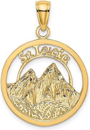 Diamond2Deal 14k Yellow Gold ST. LUCIA Twin Pitons Charm