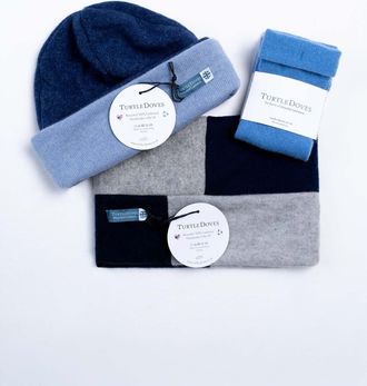 Celtic & Co. Neckwarmer, Beanie Glove Cashmere Bundle in Denim Mix at Nordstrom