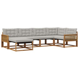 vidaXL Conjunto De Sof&aacute;s De Exterior 6 Pcs Natural Y Gris Claro Vidaxl