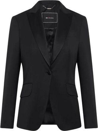 Kiton Zijden Revers Wollen Smokingjas - Dames - Blazers - Zwart - S - Wol - Jassen
