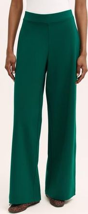 Finery Kenzie Ponte Jersey Wide Leg Trousers in Bottle Green at Nordstrom, Size 12P