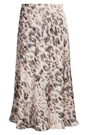 Tahari by ASL Print Satin Maxi Skirt in Mocha Snake at Nordstrom, Size 14