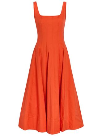 Staud Wells Stretch-cotton Midi Dress - Orange - 12 (UK16 / XL)