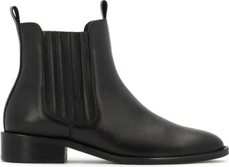 Kazar Zwarte leren laarzen met elastische inzetstukken en lussen - Dames - Chelseaboots - Zwart - 41 EU - Leer - Schoenen