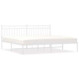 Berkfield Home Metal Bed Frame with Headboard White 193x203 cm