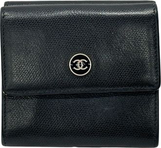 Chanel Black Leather Wallet (Bi-Fold) (Pre-Owned)