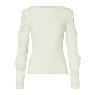 Liu Jo Truien & Vesten, Dames, Wit, L, Wol, Maglia Chiusa M/L Rouches Tess