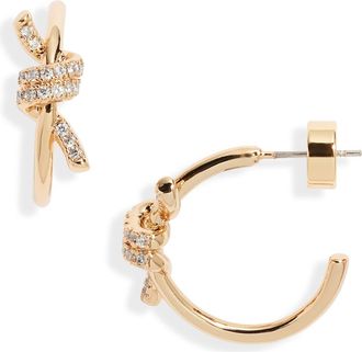 Nordstrom Cubic Zirconia Knot Huggie Hoop Earrings in Clear- Gold at Nordstrom