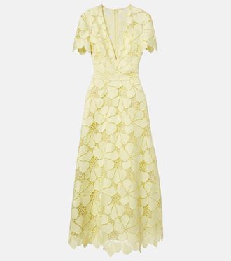 Elie Saab Abito midi in guipure di misto seta floreale