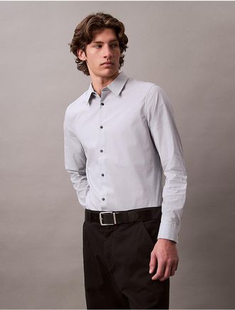 Calvin Klein Mens Slim Stretch Button-Down Shirt - Blue - 2XL