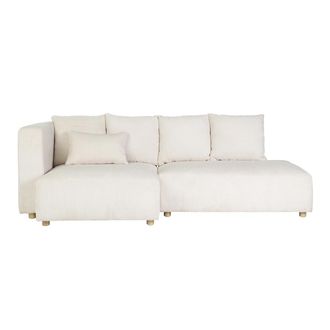 Miliboo Miliboo - Sof&aacute; De Esquina Izquierda De 3 Plazas En Terciopelo Beige Acanalado Y Madera Clara Harlem