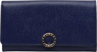 Bulgari Blue Leather Long Wallet (Bi-Fold) (Pre-Owned)