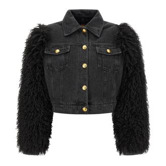 Twinset Cropped Denim Jacket - Dames - Spijkerjassen - Zwart - S - Denim - Jassen