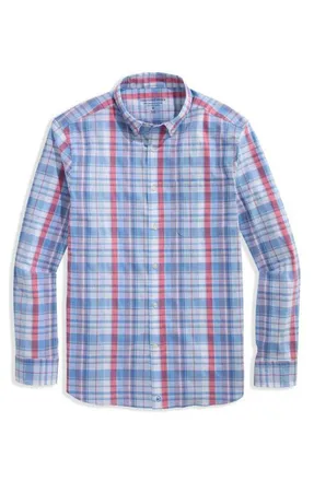 Vineyard Vines Firecracker Plaid Performance Cotton Shirt in Lighthouse Red at Nordstrom, Size Xx-Large