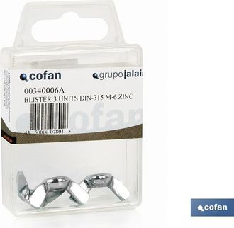 cofan Bl 8 Uds. Din-315 M-3 Z Caja 12 Unid., Tuercas De Mariposa Din 315 Bl&iacute;ster Est&aacute;ndar - Cofan