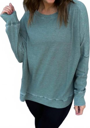 Mono B Waffle Ribbed Pullover In Silky Pine