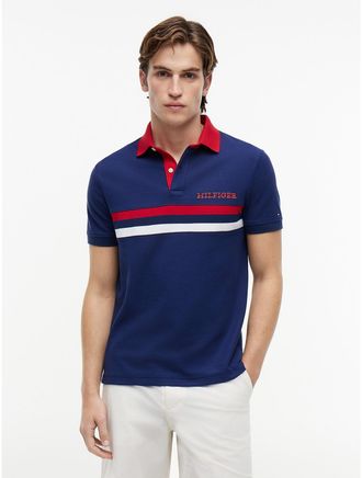 Tommy Hilfiger Mens Regular Fit Hilfiger Logo Wicking Polo - Navy - XXXL