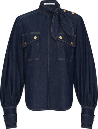Zimmermann Denim Cargo Blouse - Dames - Spijkeroverhemden - Blauw - M - Denim - Overhemden