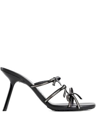 Loewe crystal-embellished bow sandals - Black