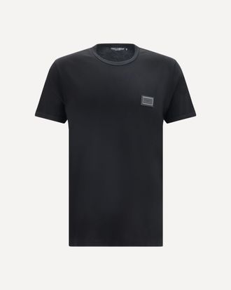 Dolce & Gabbana Cotton T-shirt with logo plaque Male 54