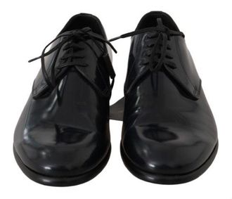 Dolce & Gabbana Mens Blue Leather Polished Dress Derby Shoes