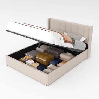 Concept Usine Cama con canap&eacute; abatible de dise&ntilde;o 140x190 cm en terciopelo beige