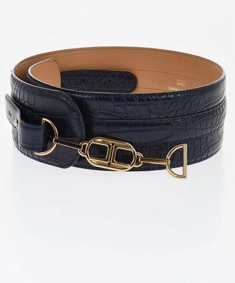 Elisabetta Franchi Faux-leather Belt with Croco Pattern size 46