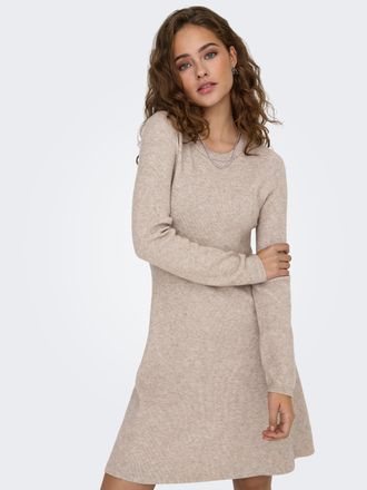 Only Midikleid ONLY ONLLATIA LS DRESS EX KNT, Damen, Gr. XS (34), N-Gr, braun (mocha meringue detail:with melange), Strick, Obermaterial: 50% Viskose, 27% 