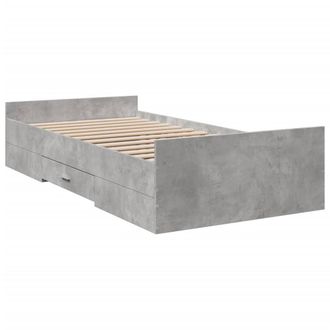 Berkfield Home Modern Bed Frame Frame w/Drawers 135x190 cm Double Solid Wood Pine in Grey | Size: Small Single