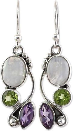 Generic Boho Crystal Leaf Dangle Earrings for Women - Vintage Antique Silver, Lightweigh