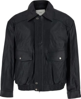 Dunst Oversized Vintage Leren Blouson - unisex - Ski Jassen - Zwart - L - Leer - Fitness