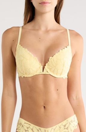 Etam Celeste Floral Lace Push-Up Underwire Bra in Vanilla at Nordstrom, Size 34C