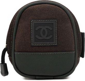 Chanel Black Green Canvas Pouch (Pre-Owned)