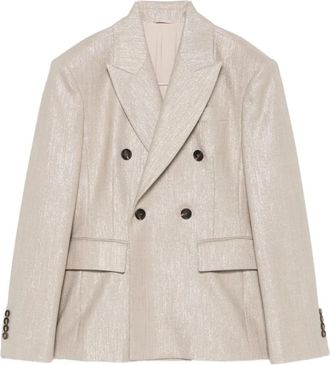 Brunello Cucinelli Double-breasted Blazer - Dames - Blazers - Beige - S - Jassen