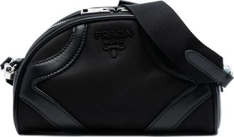 Prada 2000-2025 Soft Calf Trimmed Tessuto Bowling crossbody bag - Nero