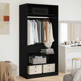vidaXL Vidaxl - Guardaroba Rovere Nero 100 X 50 X 200 Cm Legno Multistrato