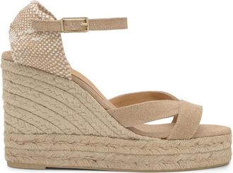 Castaner Sleehak Sandalen MET 11 CM HAK - Dames - Sleehakken - Beige - 40 EU - Katoen - Schoenen