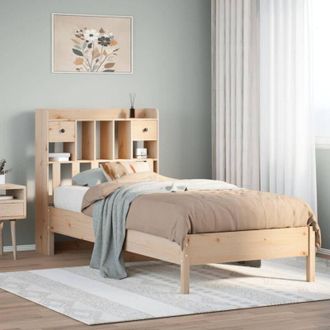 vidaXL Cama Con Estanter&iacute;a Sin Colch&oacute;n Madera Maciza De Pino 75x190 Cm Vidaxl