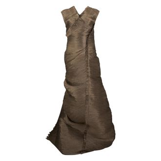 Alberta Ferretti Long Pleated Dress - female - Alberta Ferretti - Gowns - Brown - L - Dresses