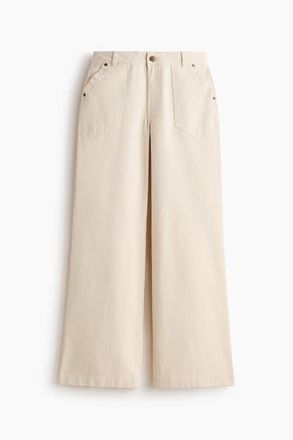 H&M Wide Twill Trousers in Light Beige at Nordstrom, Size 10