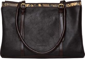 Dries Van Noten Snakeskin Accent Structured Leather Shoulder Bag