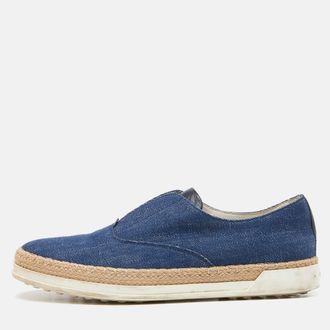 Tod's Tods Blue Denim Francesina Slip On Espadrille Sneakers