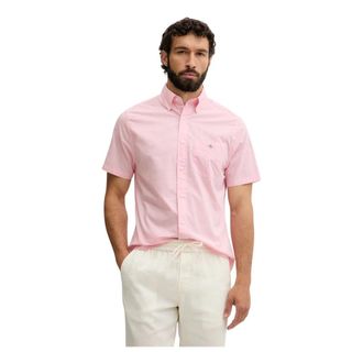 GANT Klassiek Poplin Korte Mouw Shirt - Heren - Korte mouwen Overhemden - Roze - L - Katoen - Overhemden